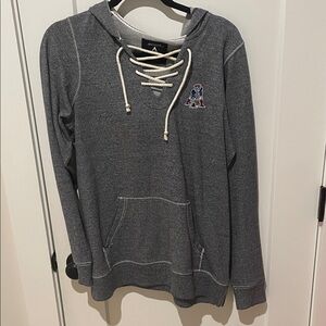 Gray Patriots Hoodie with Lace-Up Neck